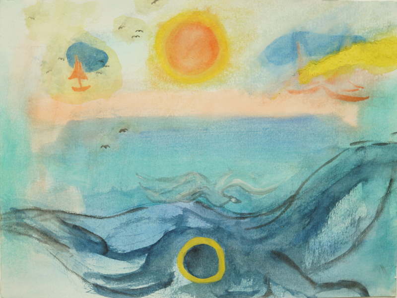 Sunset by the sea 1997, watercolor on paper, 30x40 cm