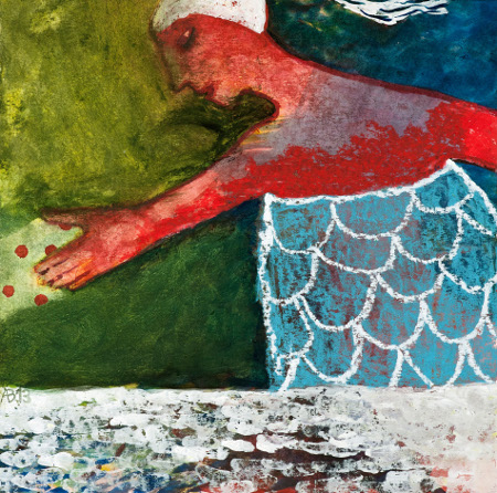  Fishwoman 2013, mixture of techniques on paper (sold) 0.30 m x 0.30 m 
