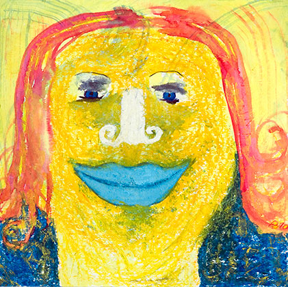  Gelbes Gesicht 2010, Mischtechnik auf Papier 0.30 m x 0.30 m 