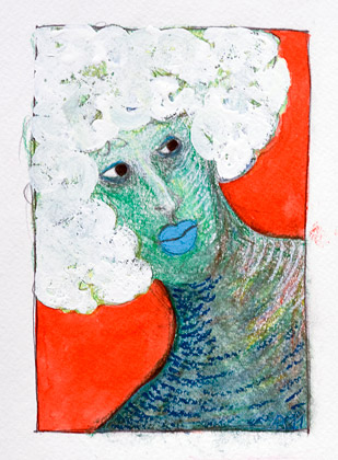  O jovem 2011, tecnica mista sobre papel, 15x10 cm, (vendido) 