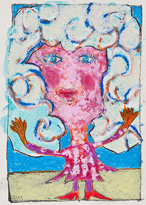  Hair clouds 2011, mixture of techniques on paper15x10 cm (sold) 