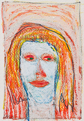 Retrato dum jovem 2011, tecnica mista sobre papel, 15x10 cm 