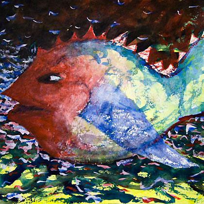  Der Fisch 2012, Aquarell auf Papier 0.40 m x 0.40 m 