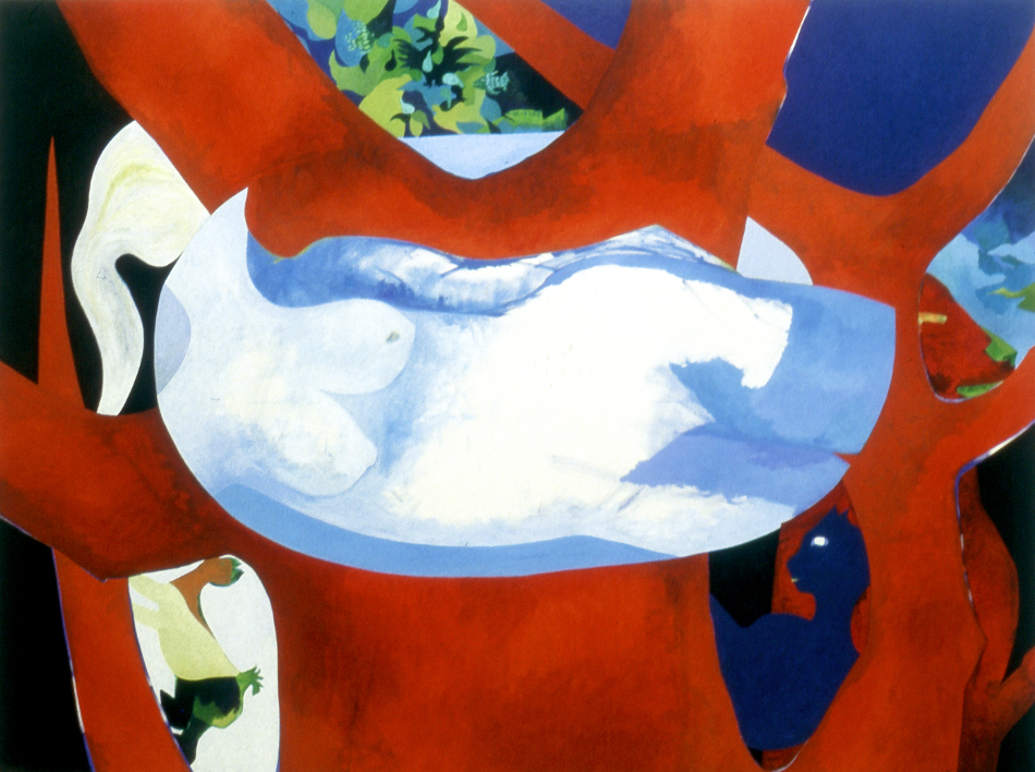  Woman in tree 2001, oil on canvas 1.40 m x 1.90 m 