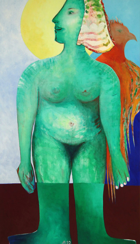  Here I am! Goddess in green 2010, oil on canvas (sold) 1.40 m x 0.80 m 