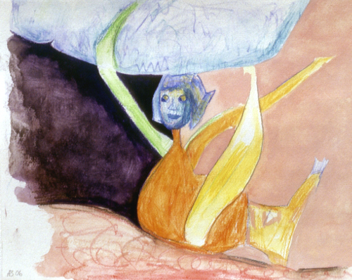  Rapariga 2006, tecnica mista sobre papel, 24x30 cm, (vendido) 