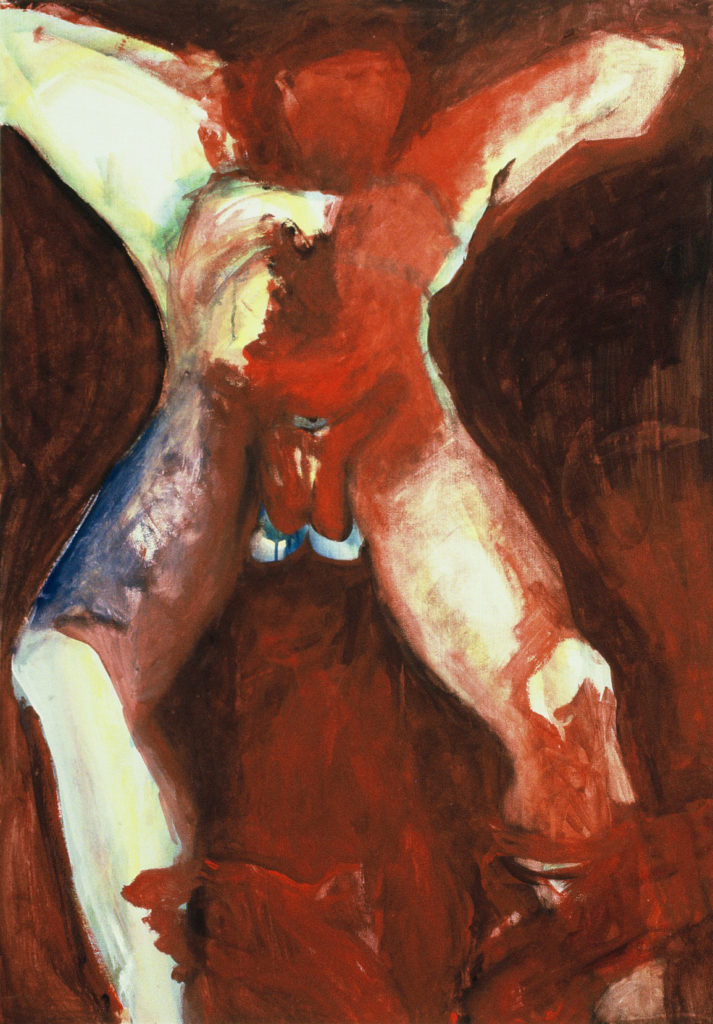  A red nude 1993, tempera on wallboard 1.07 m x 0.75 m 