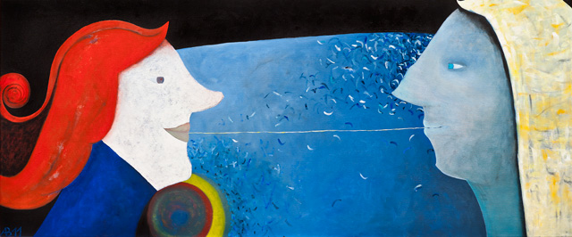  The space in the middle 2011, oil on canvas (sold) 0.70 m x 1.70 m 