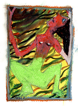  Die Tanzende 2011, Mischtechnik auf Papier, 15x10 cm, (verkauft) 