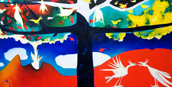  Birth of Birds 2007, oil on canvas 0.80 m x 1.60 m 